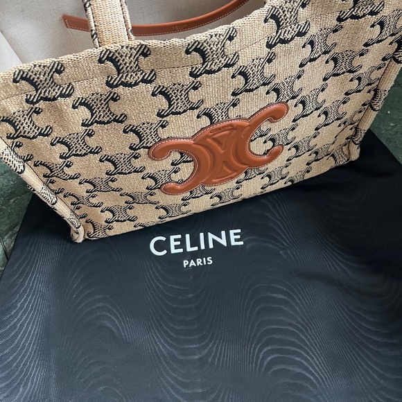 CELINE large Cabas Thais Textile with Triomphe Color Camel - Picture 12 of 12